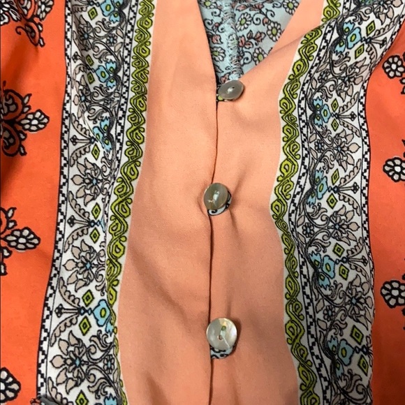 Lulus Boho Print Orange Button Romper Jumpsuit - Picture 2 of 11